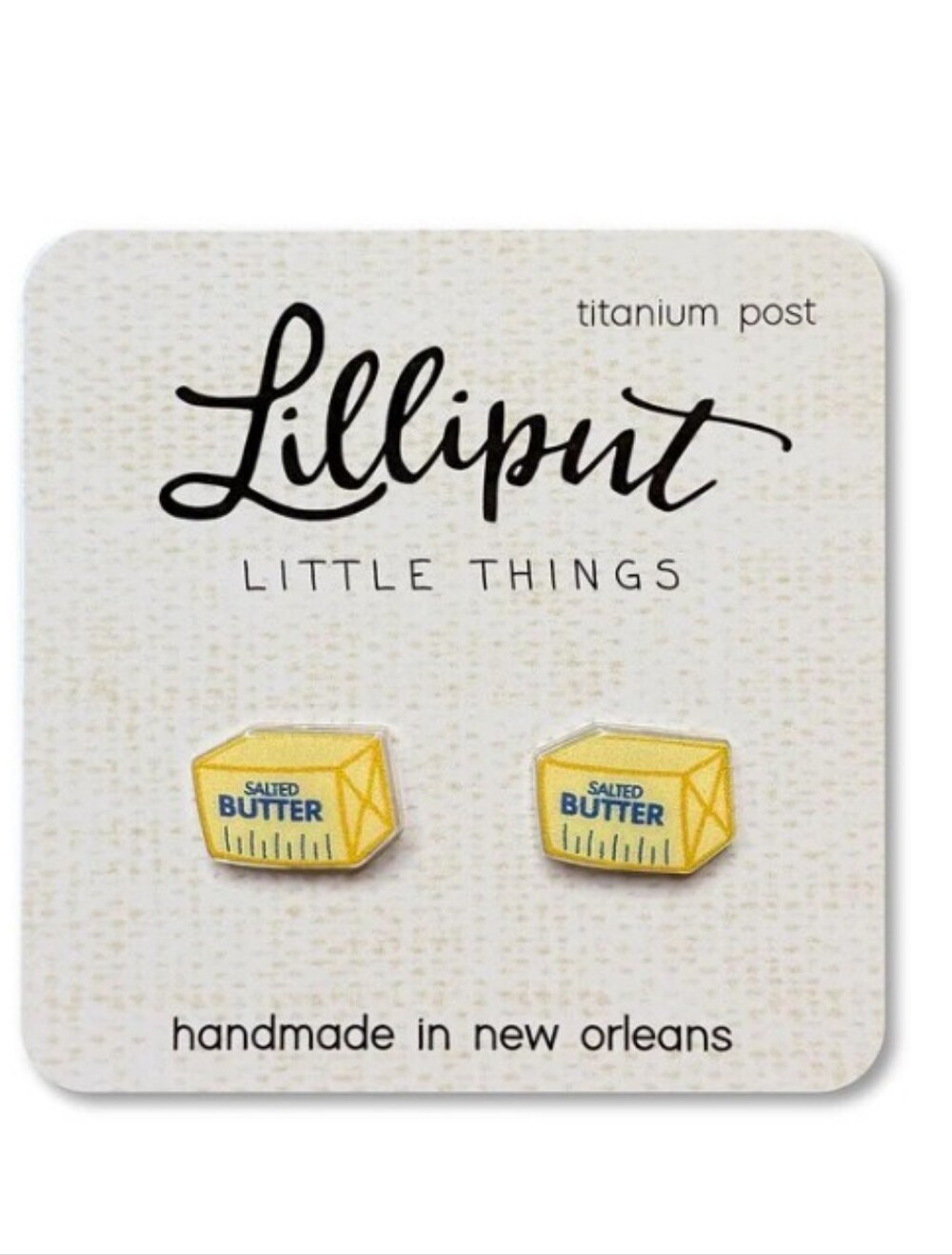 Lilliput Little Things Salted Butter Stud Earrings - Yellow